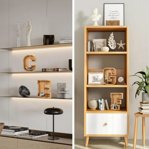 Miniatura 7 de Alcancía de madera con letras para niños, niñas y adultos, 10 pulgadas, grande, 26 letras, irrompible, caja de dinero, con calcomanía de bricolaje
