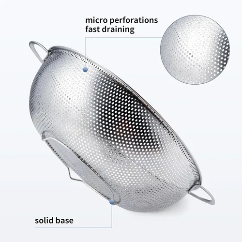 Miniatura 3 de Gulex Colador de acero inoxidable de 3 cuartos de galón, colador de metal con base, colador para alimentos de cocina, apto para lavavajillas