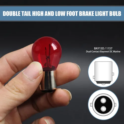 Miniatura 4 de 10 piezas Bombilla de luz para coche 1157 P21/5W S25 BAY15D, bombilla de luz de freno de doble cola alta y baja, luz de señal de giro, bombilla