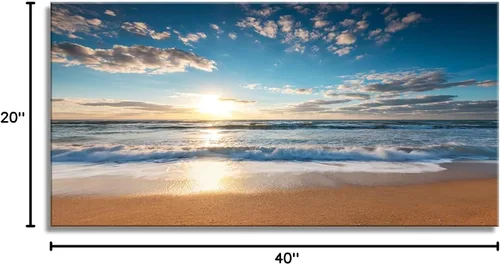 Miniatura 9 de YYYYHPP YP1950 - Lienzo decorativo para pared, diseño de playa con salida del sol sobre el mar tropical, para decoración del hogar, estirado