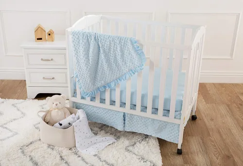 Miniatura 3 de American Baby Company Heavenly Soft Minky Dot - Juego de ropa de cama de 3 piezas para cuna, color azul, para niños y niñas