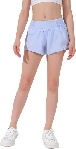 Miniatura 2 de Aurefin Pantalones cortos deportivos para niñas, pantalones cortos ligeros para correr para adolescentes, niñas, pantalones cortos deportivos