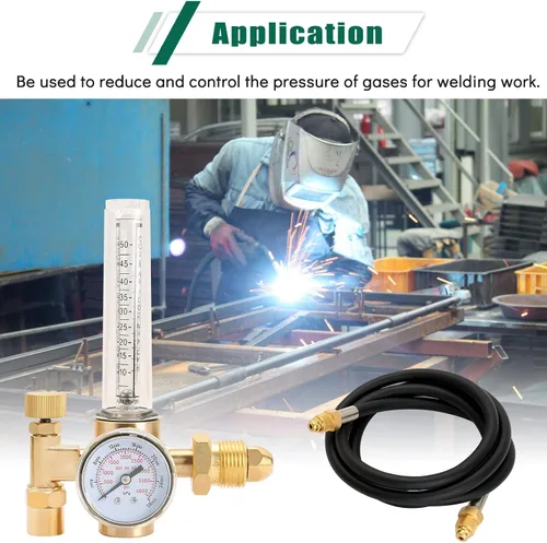 Miniatura 6 de ATPEAM Regulador de argón de CO2 Soldador TIG Soldadura MIG Caudalímetro de CO2 10 a 50 CFH - Medidor de presión de 0 a 4000 psi con manguera de 6.5