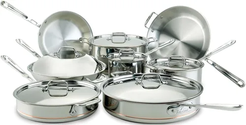 Miniatura 9 de All-Clad Copper Core - Juego de utensilios de cocina de acero inoxidable de 5 capas, 5 piezas, inducción, apto para horno 600F, ollas y sartenes