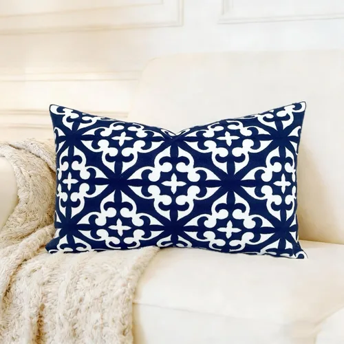 Miniatura 35 de Funda de almohada decorativa con bordado de lino rectangular Slow Cow para sofá, funda de almohada lumbar, funda de almohada para sofá, 12 x 24