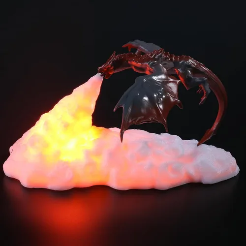 Miniatura 3 de HGomx Lámpara de dragón de fuego, luz nocturna impresa en 3D, luz LED de luna, regalo para dormitorio de niños y niñas, habitación de los niños