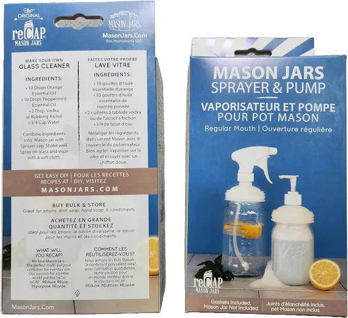 Miniatura 5 de reCAP Pulverizador de tarro Mason y tapa de bomba Boca regular Natural Fabricado en los Estados Unidos A prueba de fugas A prueba de Bomba