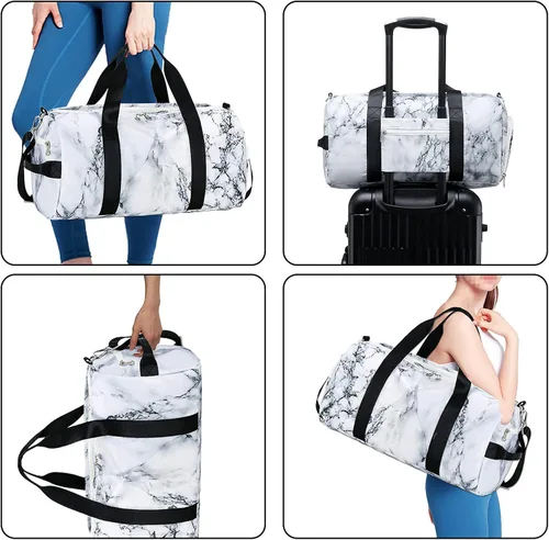 Miniatura 2 de Mochila deportiva de lona para viaje o gimnasio, para hombre y mujer, con compartimento para zapatos y bolsillo para cosas húmedas