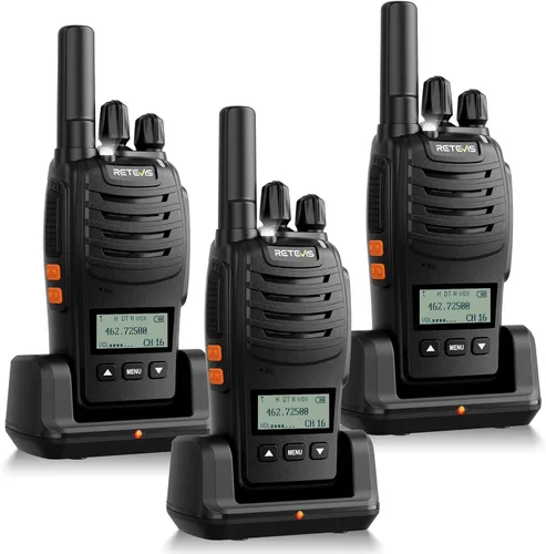 Retevis H777D Walkie Talkies de largo alcance con pantalla LCD, emergencia 16CH, NOAA, carga USB-C, radio de 2 vías recargable de mano, radio