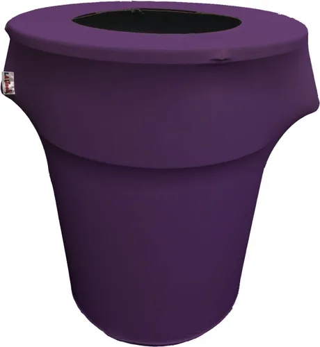 Miniatura 28 de LA Linen Cubierta para cubo de basura ajustable de elastano elástico de 32 galones, cubierta redonda para contenedor de residuos, decoración de Gris