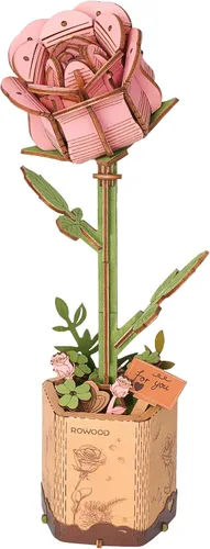 Miniatura 15 de rowood Rompecabezas 3D de flores de madera, juego de bloques de construcción de flores, kit de manualidades, día de la madre, día de San Valentín