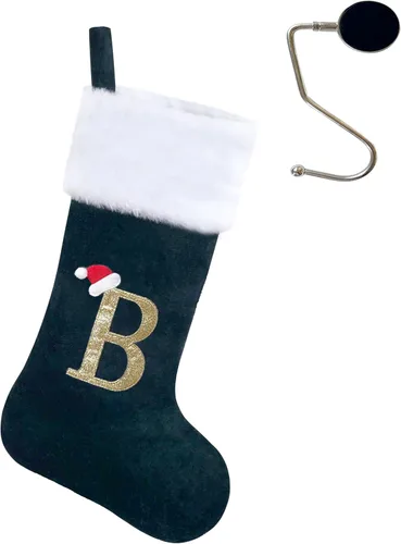 Miniatura 21 de Medias de Navidad de 20 pulgadas con monograma, letras, medias súper suaves grandes de Navidad, medias de monograma rojo para Navidad, regalo