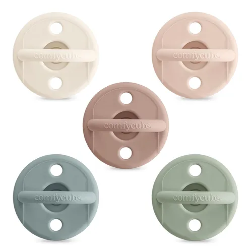 Comfy Cubs Chupetes para Bebé, Paquete de 5 para 0+ Meses, Forma de Pezón Suave Similar al Pecho - Chupete de Silicona Conforme con CPSIA para