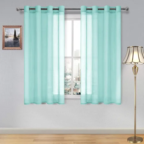 Miniatura 125 de DWCN Cortinas traslúcidas color verde frijol para sala de estar y dormitorio - Cortinas voile con aspecto de lino sintético con ojales en la parte