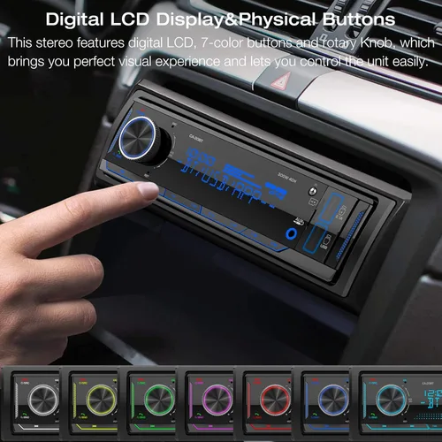 Miniatura 7 de Radio marina estéreo de un solo DIN: receptores de audio Bluetooth para automóvil con pantalla LCD digital Radio FM AM para automóvil
