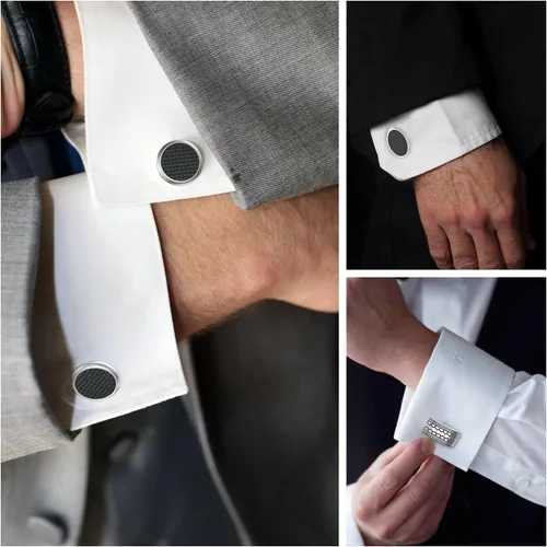 Miniatura 4 de Gemelos para hombres, camisa de esmoquin de acero inoxidable 316L, accesorios únicos de negocios, novio, boda, negro, plata, oro, joyería para hijo