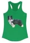 Miniatura 3 de Border Collie 'Andrew' Women's Racerback Tank XSSolid Indigo