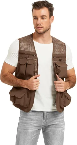 Miniatura 11 de Chaleco Flygo para hombre, para pesca, trabajo, safari, viaje de reportajes o para actividades al aire libre en verano, con bolsillos