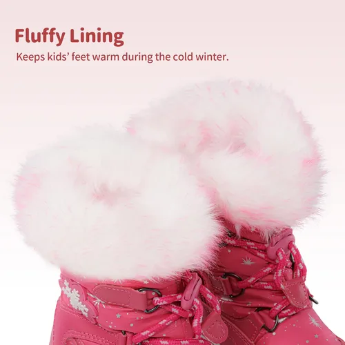 Miniatura 4 de DREAM PAIRS Botas de nieve para niños y niñas, antideslizantes, con forro de piel sintética de media pantorrilla, zapatos de invierno para niños