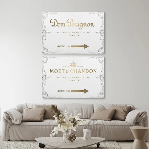 Miniatura 3 de The Oliver Gal Artist Co. Moda y glamour, arte de pared contemporáneo con letras de vino vintage, diseño de estrella de Dom y champán, letrero