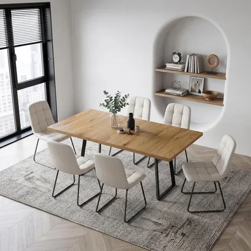 Miniatura 16 de ZckyCine Mesa de Comedor Moderna de Mediados de Siglo y Sillas para 4 Rectangular de Madera Expandible que Ahorra Espacio Multifuncional Marrón