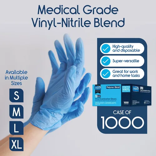 Miniatura 2 de Inspire Guantes de examen de mezcla de nitrilo y vinilo, desechables, sin látex, médicos, multiusos para cocinar