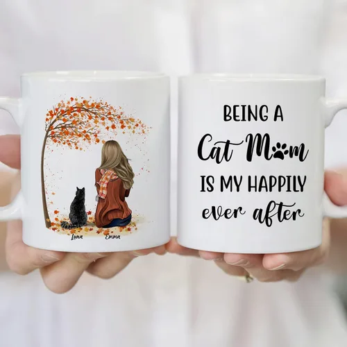 Miniatura 7 de Gossby Taza personalizada con texto en inglés "Being a Cat Mom", regalo personalizado para mujeres con diseño, nombre, raza de gato, cumpleaños, día