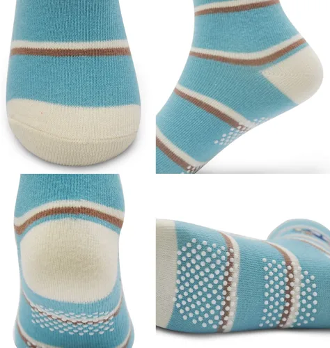 Miniatura 6 de Calcetines SkiBeaut para niño, 12 pares de calcetines antideslizantes para niño, calcetines de algodón con adherencia para niños de 1-3 3-5 5-7