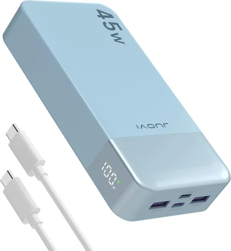 Miniatura 12 de JUOVI J2621 Banco de Energía Cargador Portátil 20000mAh 45W, Paquete de Batería de Carga Rápida PD3.0 QC 4.0 con Pantalla LED, 2 USB-C, 2 USB-A