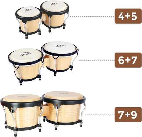 Miniatura 8 de EastRock Bongo - Juego de tambor de 4 y 5 pulgadas para adultos, principiantes, profesionales, instrumentos de percusión de madera y metal con llave