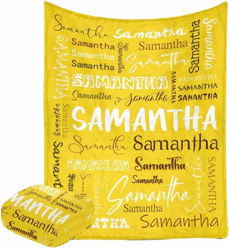 Miniatura 21 de Manta personalizada con nombre con fuente diferente y colorida para niños, mujeres y hombres, divertida decoración personalizada para el hogar, cama