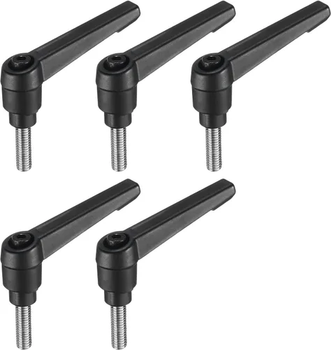 Miniatura 15 de uxcell 5 piezas de manija de palanca de sujeción ajustable M5 x 1.969 in de óxido negro métrico de acero al carbono macho roscado perillas de mano