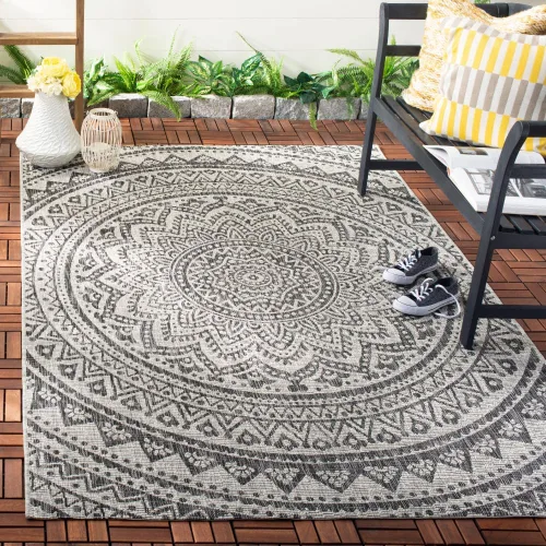 Miniatura 87 de SAFAVIEH Alfombra lavable para exteriores, colección Courtyard - Pasillo de 2.3 x 8 pies, color beige claro y marrón claro, no desprende pelusa