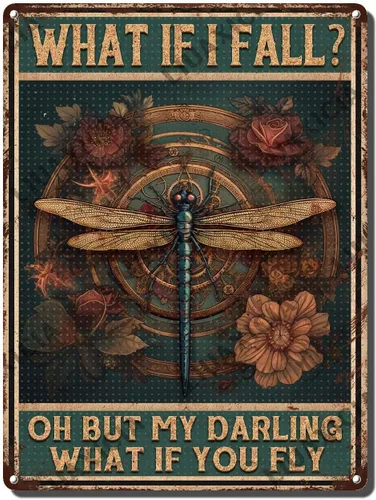 Miniatura 14 de LIUAXICIA Letreros divertidos de metal con texto en inglés «Into The Forest I go to Lose My Mind and Free My Soul Dragonfly», decoración de pared
