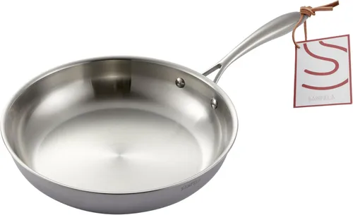 Miniatura 9 de Sartén de acero inoxidable de 9.5 pulgadas, sartén de acero inoxidable de 5 capas, apta para lavavajillas y horno, sartén de inducción, distribución