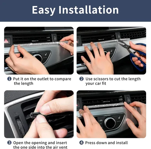 Miniatura 5 de INSAUTO Bling - Tira de decoración de ventilación de coche para mujeres y niñas, 10 piezas de diamantes de imitación para aire acondicionado