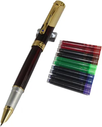 Pluma estilográfica Gullor 9009 Hidden nib con estuche original y cartucho de tinta de 5 colores - Claret