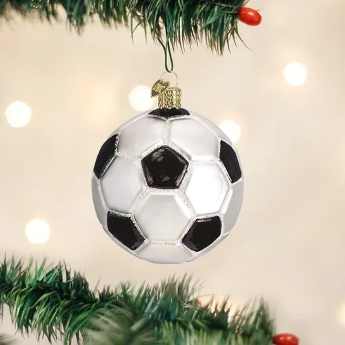 Miniatura 2 de Old World Christmas - Adorno de árbol de Navidad de balón de fútbol soplado en vidrio, decoración festiva artesanal, colección deportiva 2-Fútbol