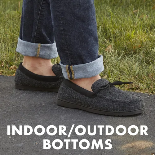 Miniatura 9 de Dearfoams Mocasines Keaton de espuma viscoelástica para hombre con anchos anchos
