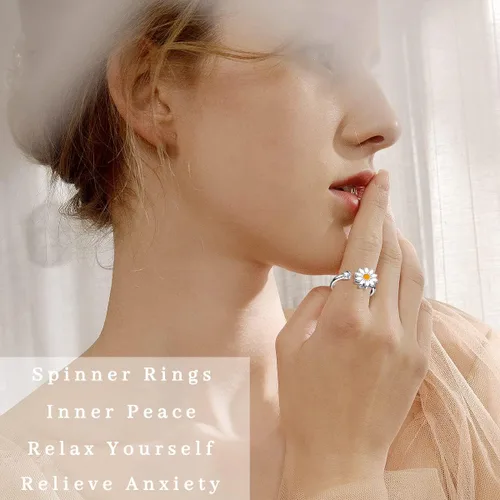 Miniatura 3 de FUNEIA Anillos Fidget de Ansiedad para Mujeres Ajustables Anillos Giratorios Fidget para la Ansiedad You Are My Sunshine Anillo Giratorio Mariposa