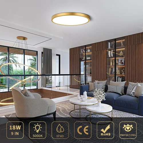 Miniatura 2 de Lámpara de techo LED empotrada de 9 pulgadas, 18 W (equivalente a 180 W), 1800 LM, luz blanca diurna de 5000 K, IP40, luces de techo LED modernas