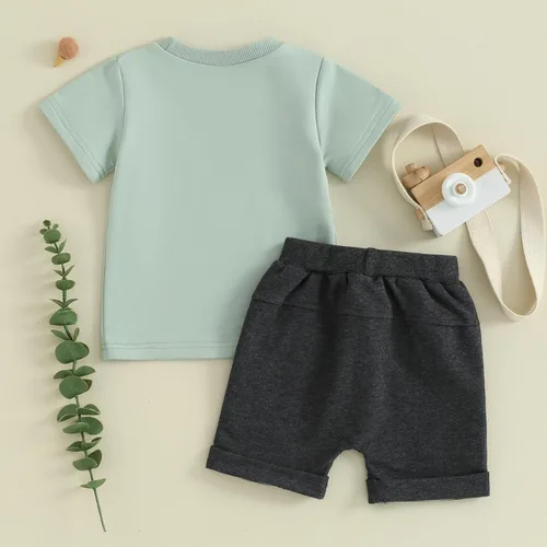 Miniatura 31 de Conjunto de camiseta de manga corta para bebé niño y niña, camiseta de manga corta, pantalones cortos casuales, ropa para recién nacidos, 6, 12, 18