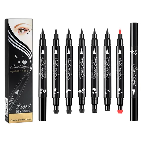 Miniatura 10 de Pinkiou 2 en 1 Lápiz delineador de ojos líquido de doble cabeza. Sello de gel súper delgado. Punta de fieltro, alto pigmento negro impermeable y a