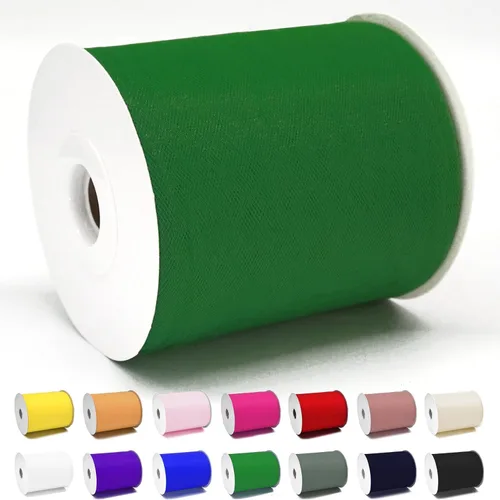 Miniatura 52 de Rollos de tela de tul verde ácido de 6 pulgadas por 100 yardas (300 pies) Cinta de tul para tutú, falda, envoltorio de regalo, decoración de boda