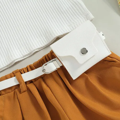 Miniatura 25 de TheFound Trajes de verano para niñas pequeñas, sin mangas, de punto acanalado, halter, pantalones cortos, ropa para recién nacidos, conjunto de 3