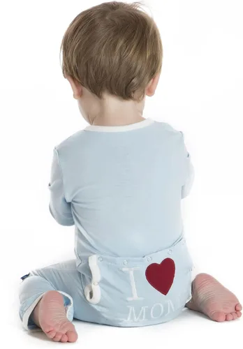 Miniatura 6 de KicKee Pants Overol con cremallera "I Love Dad" con apliques para bebé, solapa trasera de una pieza