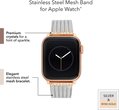 Miniatura 3 de WITHit Anne Klein - Correa de malla para Apple Watch, segura, ajustable, correa de repuesto para Apple Watch, se adapta a la mayoría de las muñecas