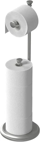 Soporte de papel higiénico de pie de níquel cepillado, soporte de papel higiénico de baño con reservas de almacenamiento, 5 megarrollos Cepillo B