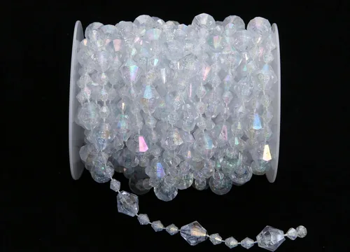 Miniatura 14 de KAOYOO - Cadena de cuentas de cristal transparente de 10 m para bricolaje, decoración de boda y fiesta (colorida)