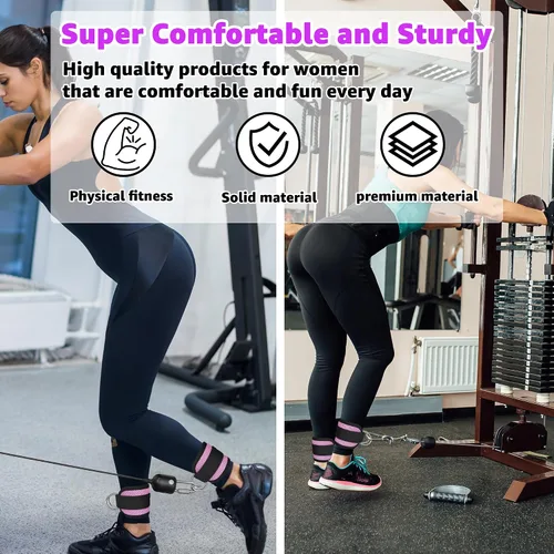 Miniatura 14 de Correas de Tobillo de Fitness para Máquina de Cable, Kickbacks Ejercicios de Glúteos, Ejercicios de Parte Inferior del Cuerpo, Correas Ajustables
